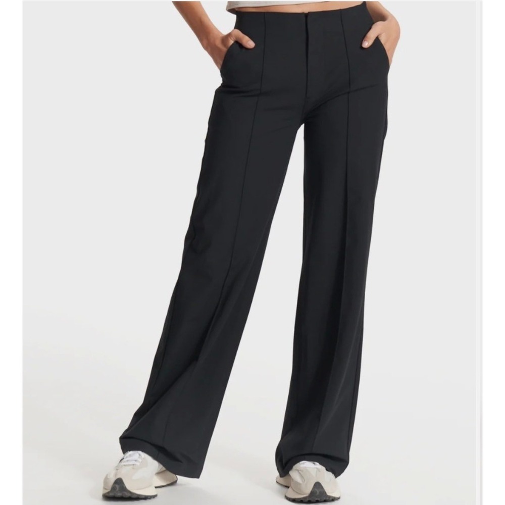 Vuori Meta Wide Leg Pant Trousers Womens Large Black High Rise Athleisure